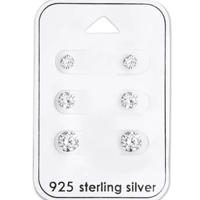 4 x 5 x 6 mm runde ørestikker i sølv