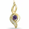 Abstrakt ametyst diamantvedhæng i 9 karat guld 0,04 ct ct 0,13 ct ct