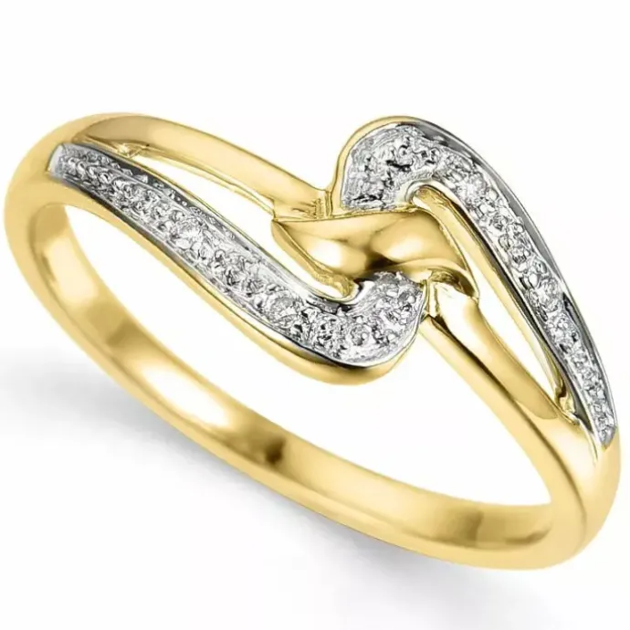 Abstrakt diamant ring i 9 karat guld.- og hvidguld 0,02 ct