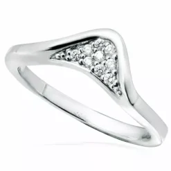Abstrakt hvid zirkon ring i rhodineret sølv