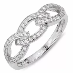 Abstrakt hvid zirkon ring i sølv