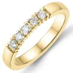 Alliancering i 14 karat guld 5 x 0,05 ct