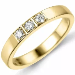 Alliancering i 14 karat guld 3 x 0,05 ct