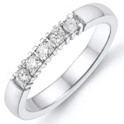 Alliancering i 14 karat hvidguld 5 x 0,05 ct