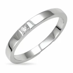Alliancering i 9 karat hvidguld 0,03 ct
