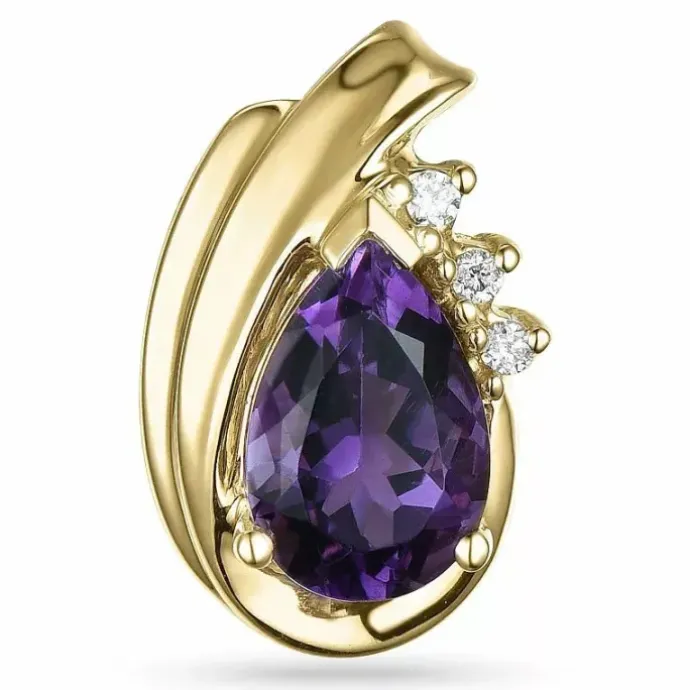 Ametyst diamantvedhæng i 9 karat guld 0,03 ct 1,35 ct