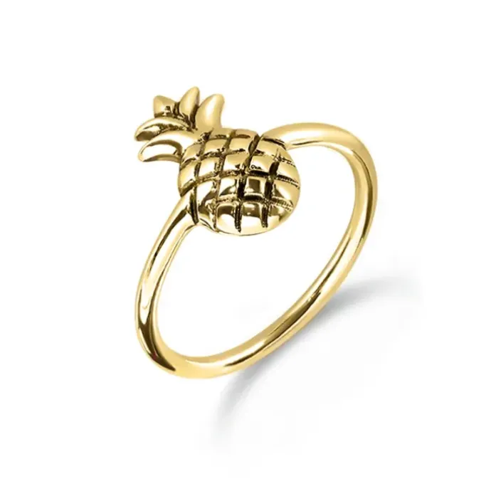 Ananas ring i forgyldt sølv