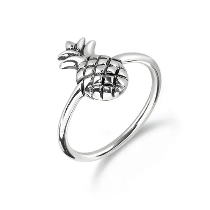 Ananas ring i oxideret sterlingsølv