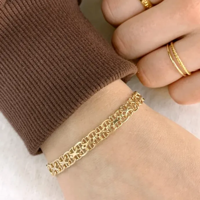 Armbånd i 14 karat guld 18,5 cm x 6,5 mm