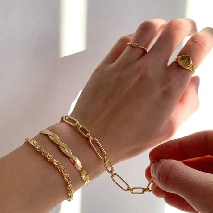 Armbånd i forgyldt sølv 16 + 3 cm x 5,4 mm