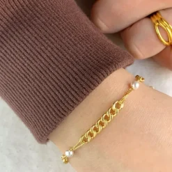 Armbånd i forgyldt sølv 17 plus 3 cm x 4,7 mm