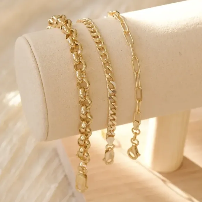 Armbånd i forgyldt sølv 17 plus 3 cm x 3,6 mm