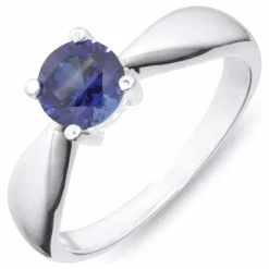 Blå safir ring i sølv