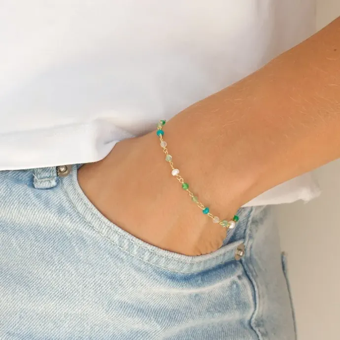 Blå sten armbånd i forgyldt sølv 16 + 3 cm x 3,5 mm