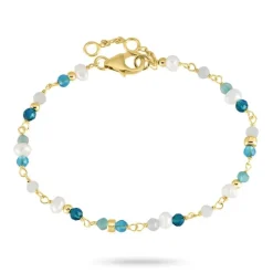Blå sten armbånd i forgyldt sølv 16 + 3 cm x 4,3 mm