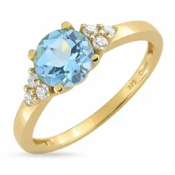 Blå topas ring i 9 karat guld