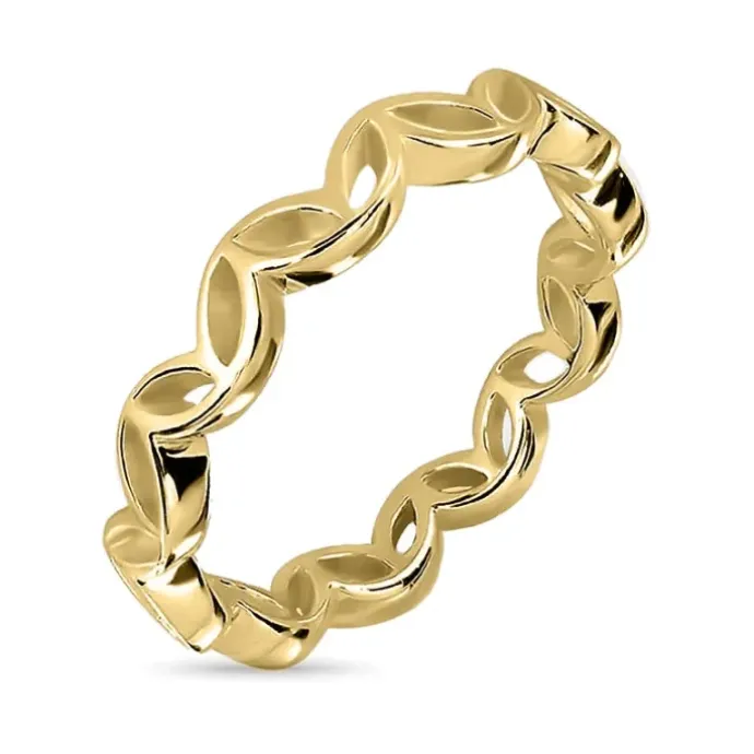 Blad ring i forgyldt sølv