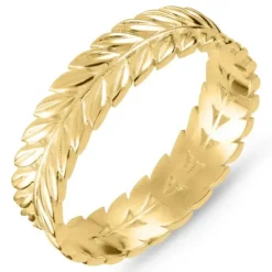 Blad ring i forgyldt sølv