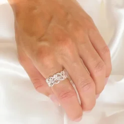 Blad ring i sølv