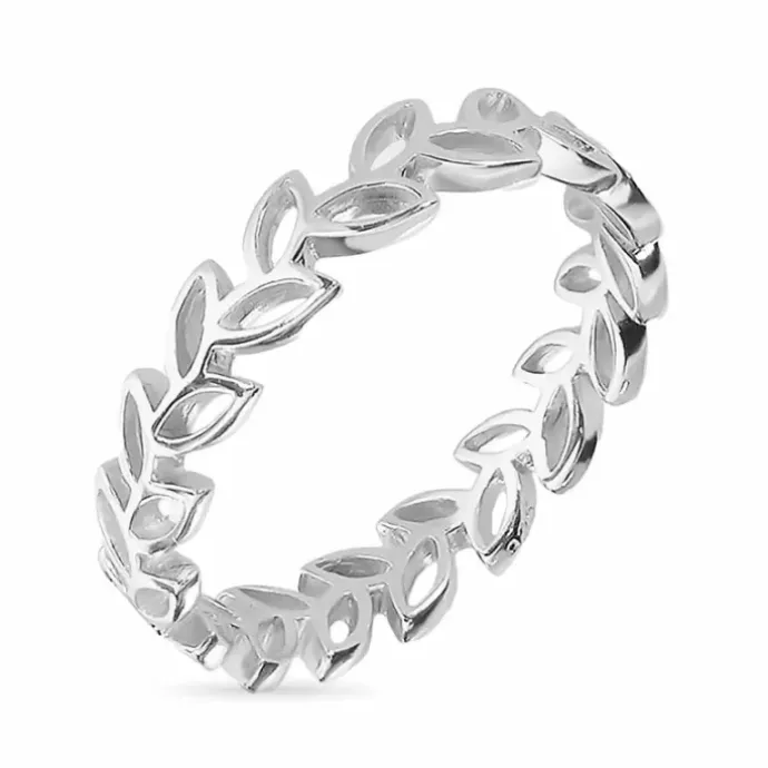 Blad ring i sølv