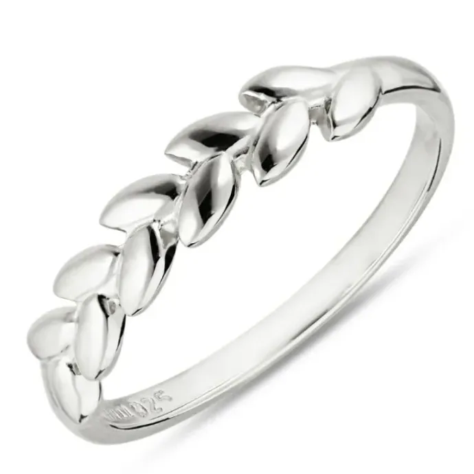 Blad ring i sølv