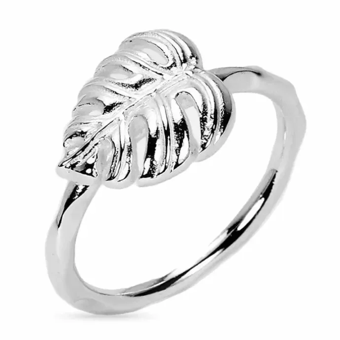 Blad ring i sølv