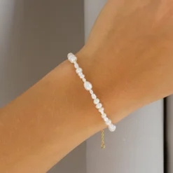 Blandet størrelse armbånd med ferskvandsperle