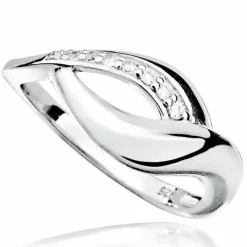 Blank hvid zirkon ring i sølv