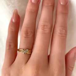 Blank zirkon guldring i 9 karat guld