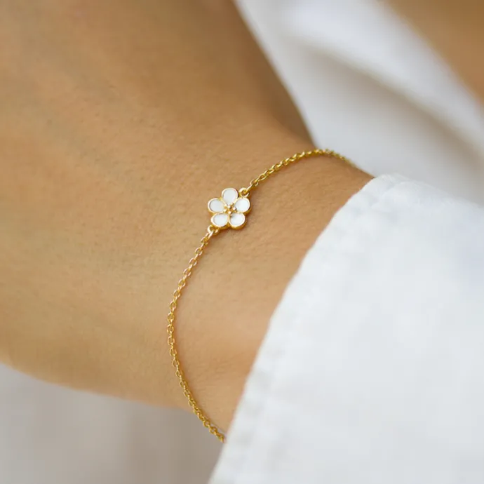 Blomster armbånd i forgyldt sølv