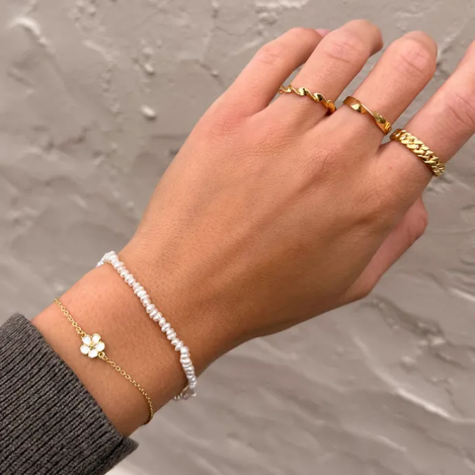 Blomster armbånd i forgyldt sølv