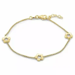 Blomster armbånd i forgyldt sølv
