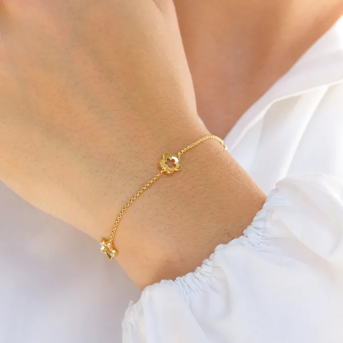 Blomster armbånd i forgyldt sølv