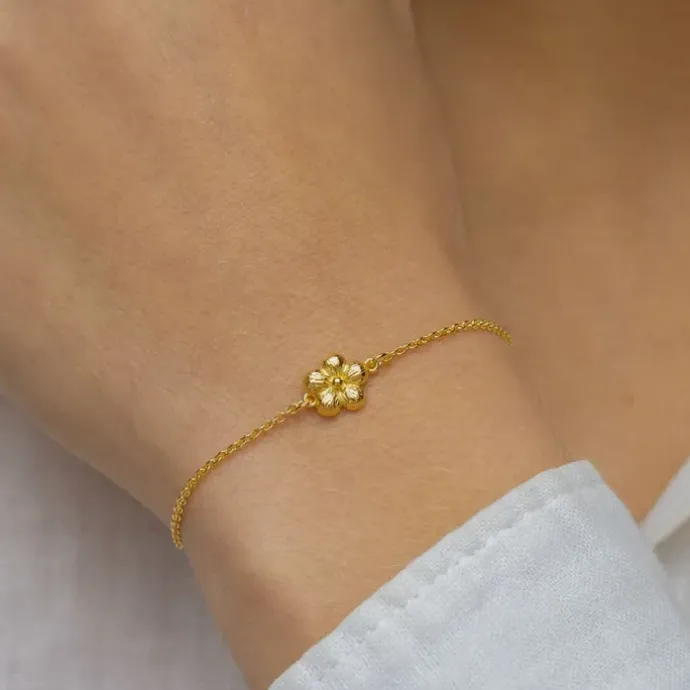Blomster armbånd i forgyldt sølv