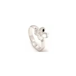 Blomster hvid zirkon ring i sølv
