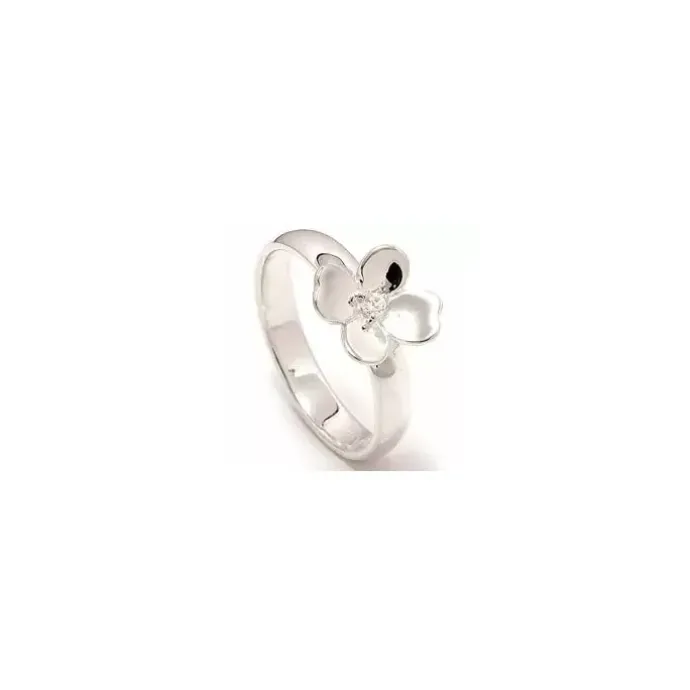 Blomster hvid zirkon ring i sølv