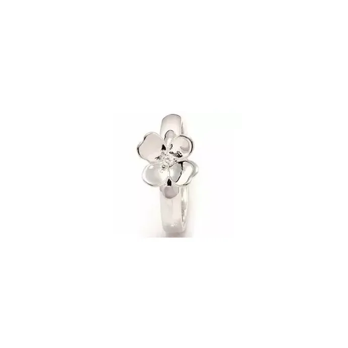 Blomster hvid zirkon ring i sølv