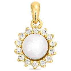 Blomster perle vedhæng i forgyldt sølv