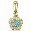 Blomster topas diamantvedhæng i 9 karat guld 0,04 ct 0,17 ct