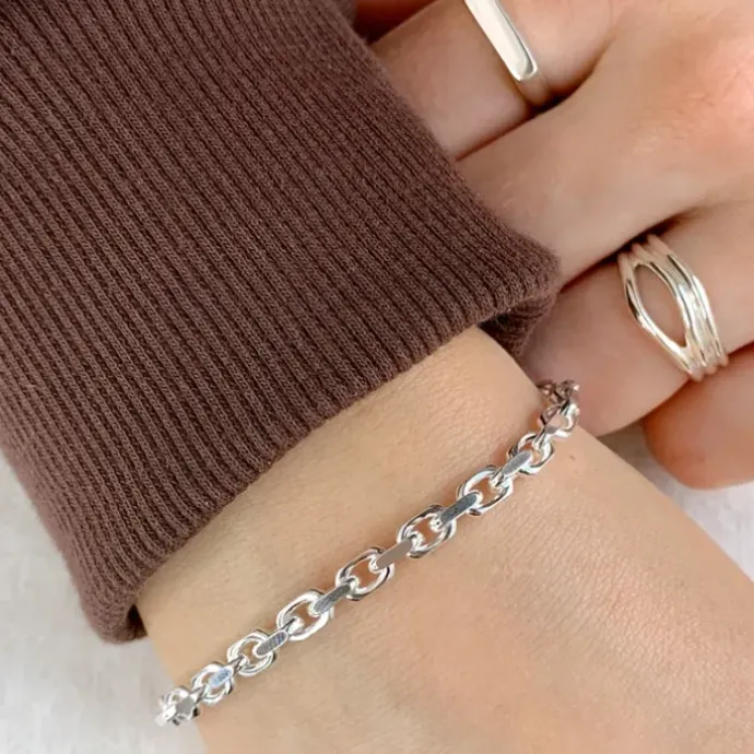 Bnh anker facet armbånd i sølv 18,5 cm x 4,0 mm