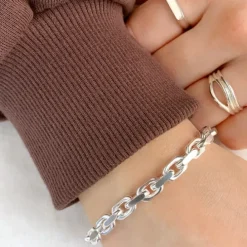 Bnh anker facet armbånd i sølv 21 cm x 5,6 mm