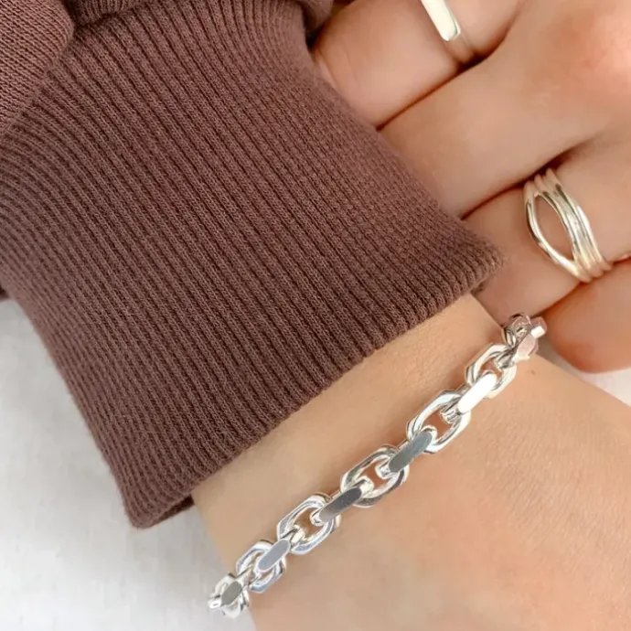 BNH Anker facet armbånd i sølv 18,5 cm x 5,6 mm