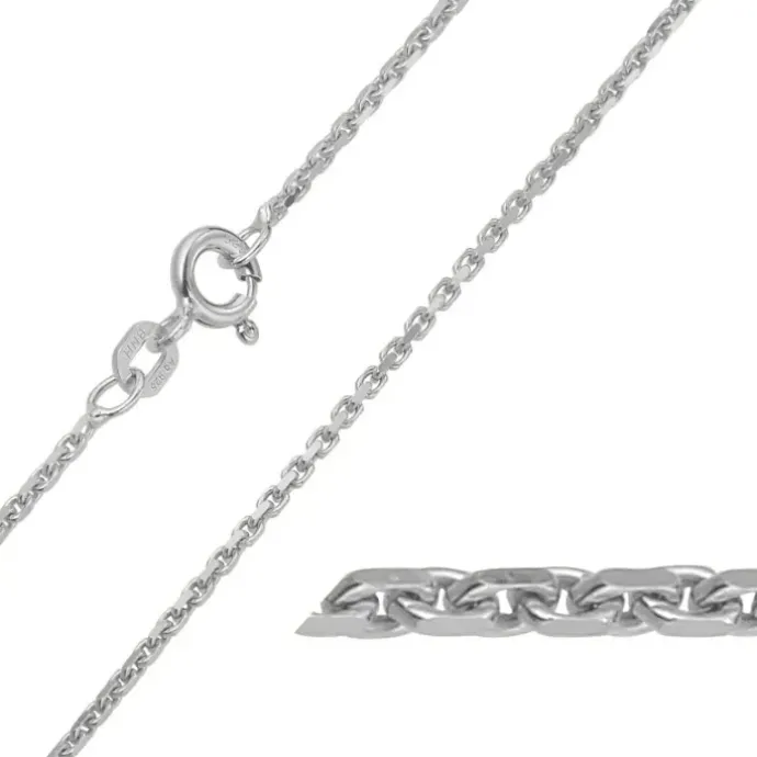BNH Anker facet armbånd i 14 karat hvidguld 18,5 cm x 1,4 mm