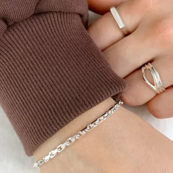 Bnh anker facet armbånd i sølv 18,5 cm x 2,9 mm