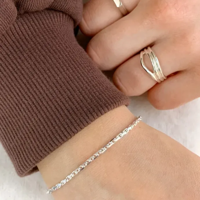 BNH Anker facet armbånd i sølv 18,5 cm x 2,0 mm