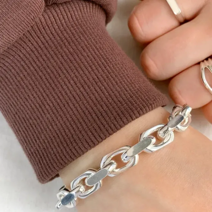 Bnh anker facet armbånd i sølv 18,5 cm x 9,0 mm