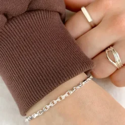 Bnh anker facet armbånd i sølv 21 cm x 3,0 mm