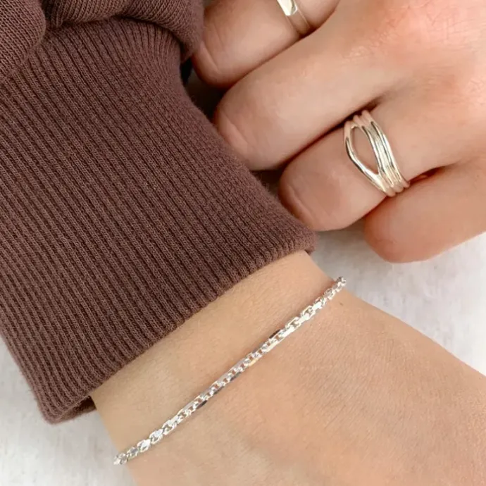 Bnh anker facet armbånd i sølv 21 cm x 2,0 mm