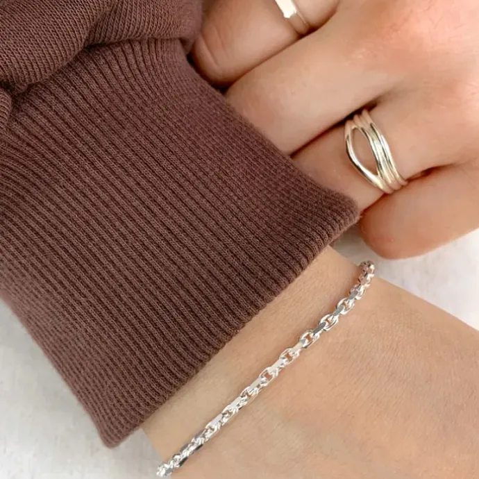 Bnh anker facet armbånd i sølv 18,5 cm x 2,5 mm
