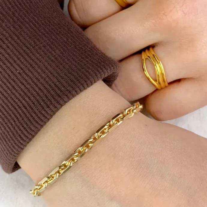 Bnh anker facet armbånd i forgyldt sølv 18,5 cm x 4,0 mm